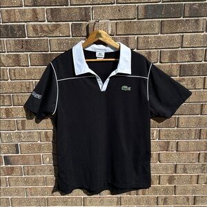 Lacoste Men's Polo Shirt in Black with White Accents